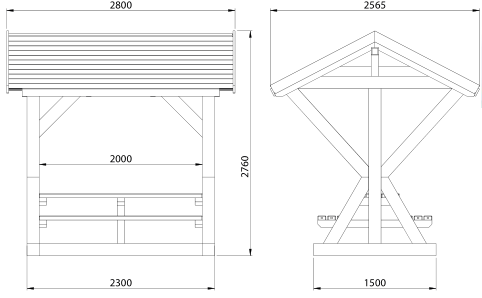 Table de pique-nique Refuge - plastique recyclé - 230 x 210 x 280 cm - coloris brun - banc intégré_1