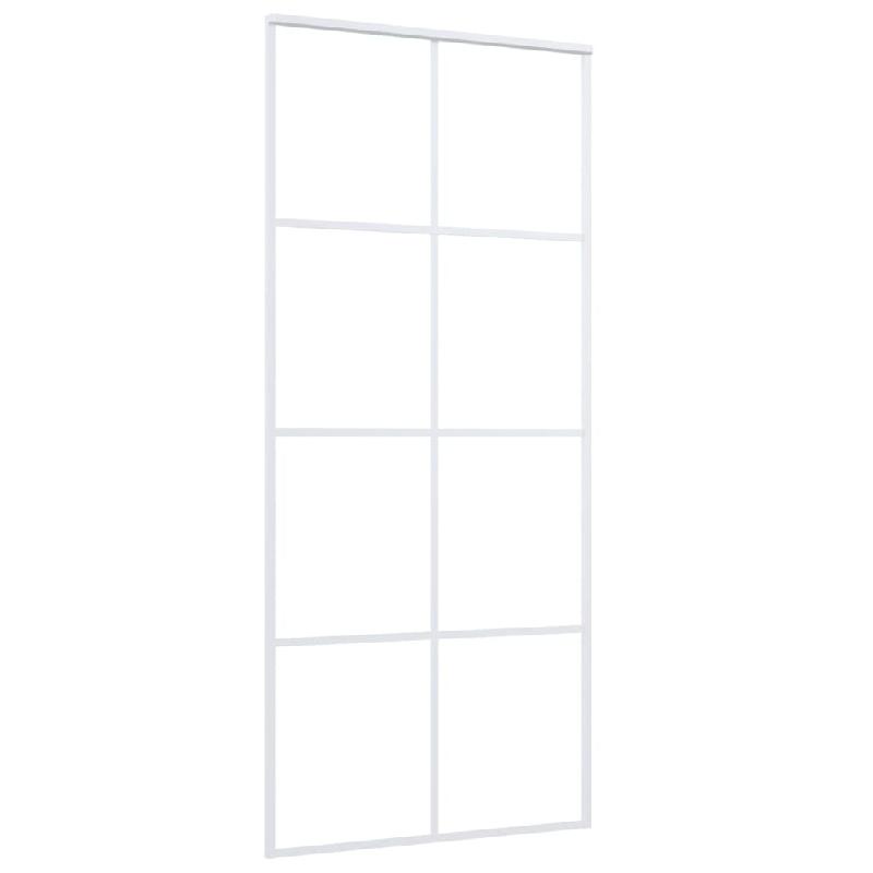 Vidaxl porte coulissante verre esg dépoli et aluminium 90x205 cm blanc 151673_1
