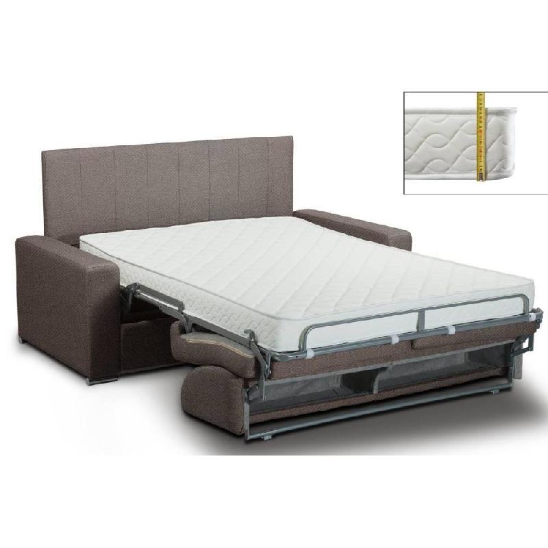 Canapé-lit Levallois Express - Lattes 120cm - Matelas 16cm - Tête de lit intégrée - Velours marron foncé_1