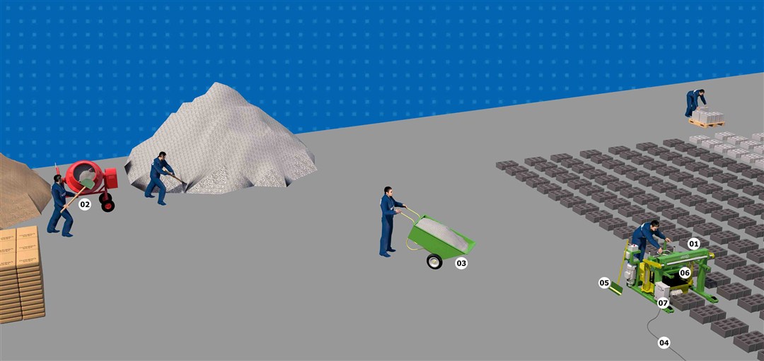 Machine pondeuse à parpaing plein ou creux manuelle VESS 3.1 - Production par jour 2250 briques - BEYAZLI GROUP_1