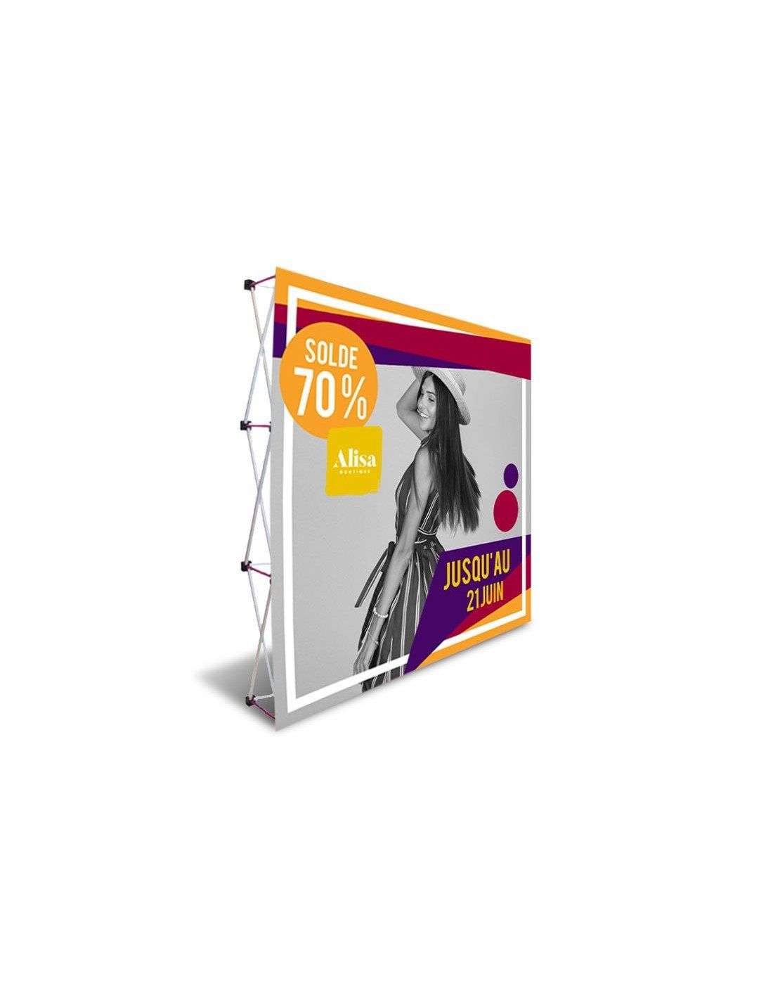 Mur parapluie en tissu standard - structure aluminium anodisé avec pieds stabilisateurs - impression quadrichromie_1