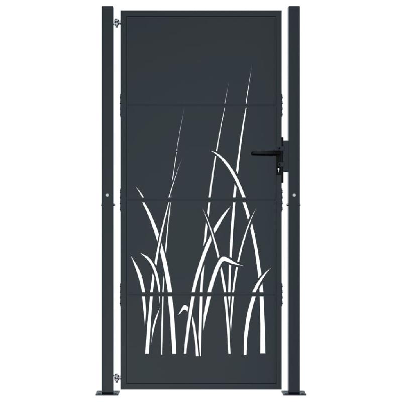 Vidaxl portail de jardin anthracite 105x205cm acier conception d'herbe 153171_1