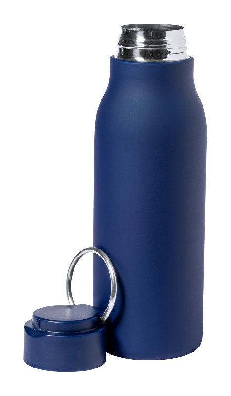 Gourde en acier inoxydable - 600 ml - bleu foncé - avec couvercle à anneau_1