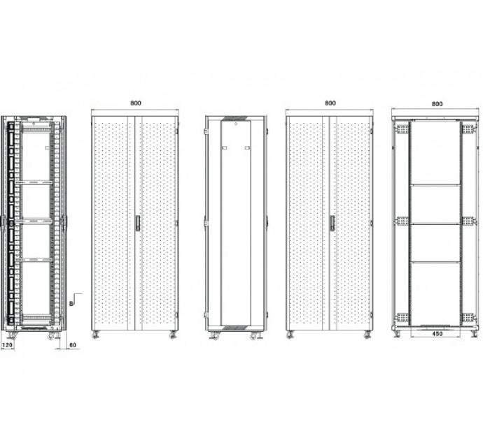Dexlan baie serveur SRV-800 Advanced Series 32U - 800 x 1000 mm - Noir - Charge 800 Kg - Portes doubles Saloon_1