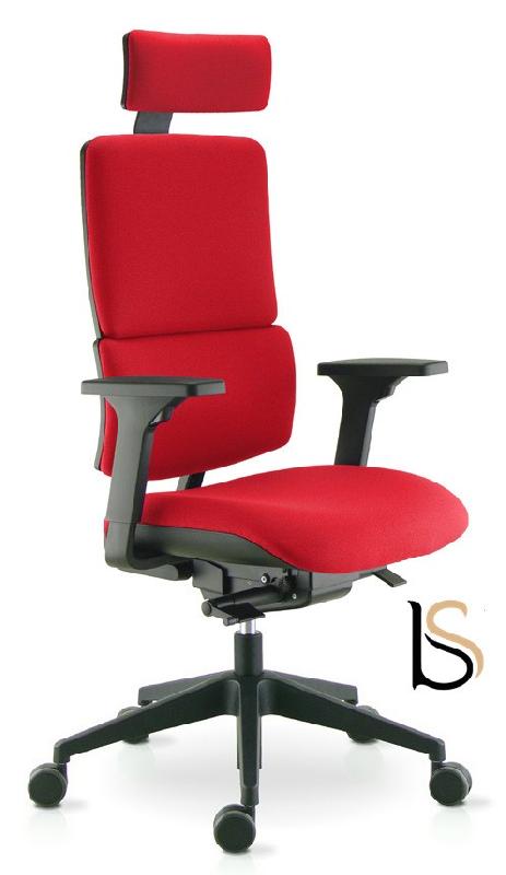 Fauteuil Manager Wi max dossier tissu - Sokoa - Rouge, Piètement nylon noir, Oui_1