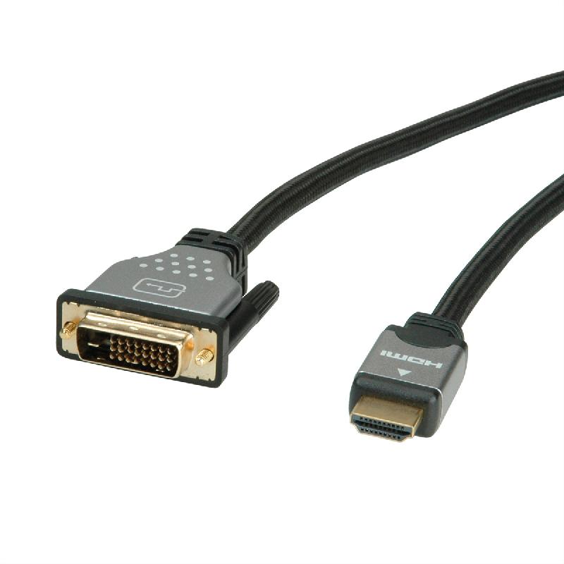 ROLINE Câble pour écran DVI (24+1) - HDMI, M/M, noir / argent, 10 m_1