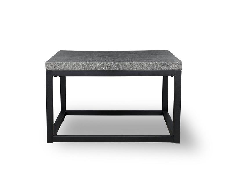Table basse carrée 54 x 54 cm - métal noir et plateau mélaminé finition béton_1