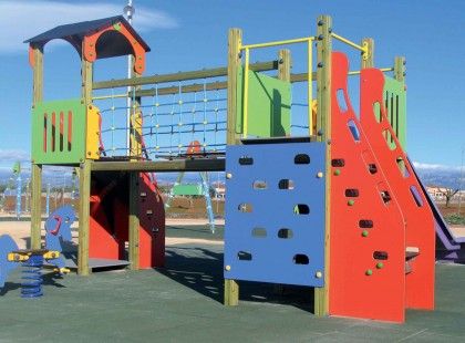 Continental - structure pour aire de jeux - jeu de grimpe avec glissière en polyéthylène 150 cm - EAPS_1