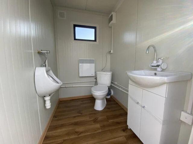 Double conteneur sanitaire avec dépôt de déchets - Cabine de toilettes neuve avec réservoir à déchets - Cabine sanitaire pour le camping_1