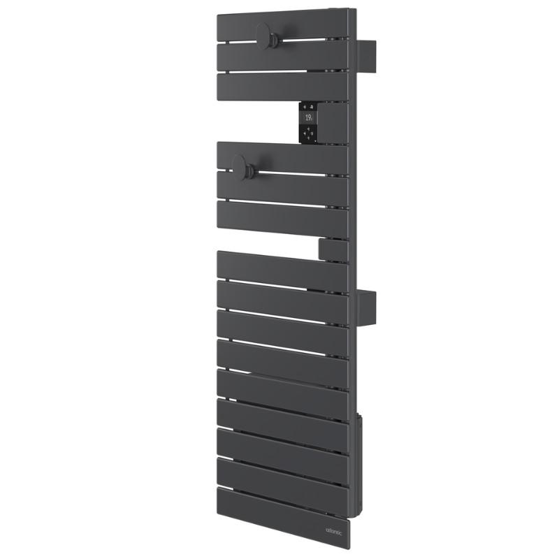 Sèche-serviettes connecté Nefertiti étroit mât droite 500W graphite - Atlantic - 850649_1