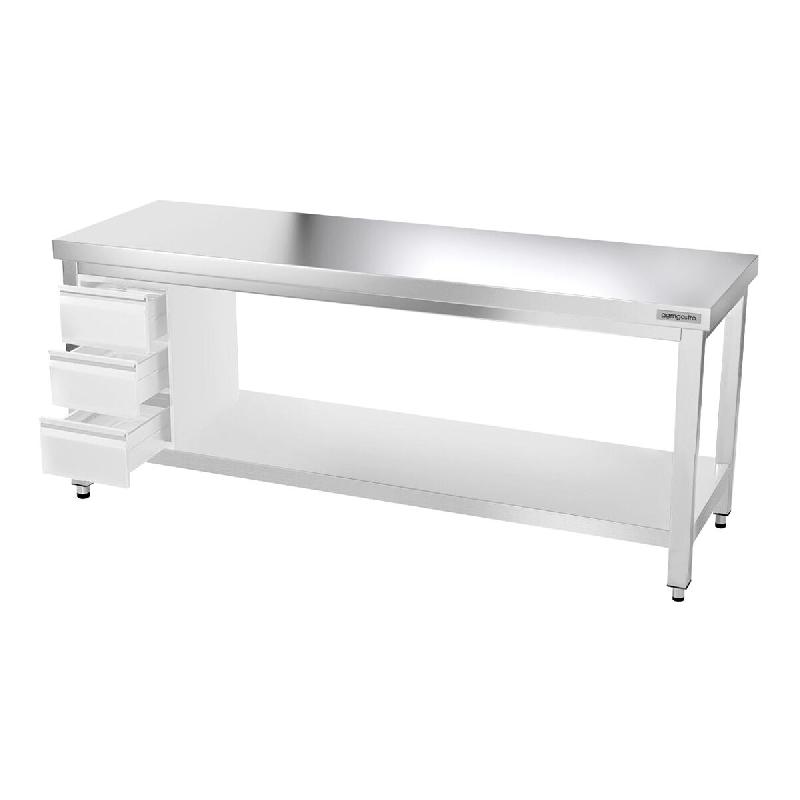 Tables Inox centrales Premium avec Etagère - P 600 mm | Ggm - 2000_1