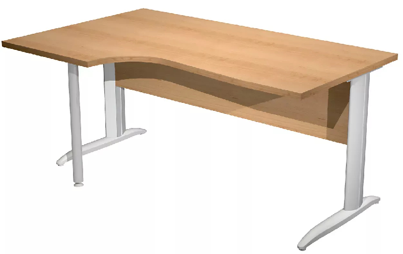 Bureau d'angle 160 x 80/100 cm compact sur pied métallique en 