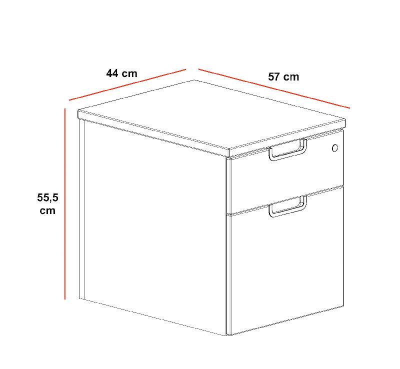 Caisson mobile TAK - Mobel Linea - 2 tiroirs, Chêne grisé_1