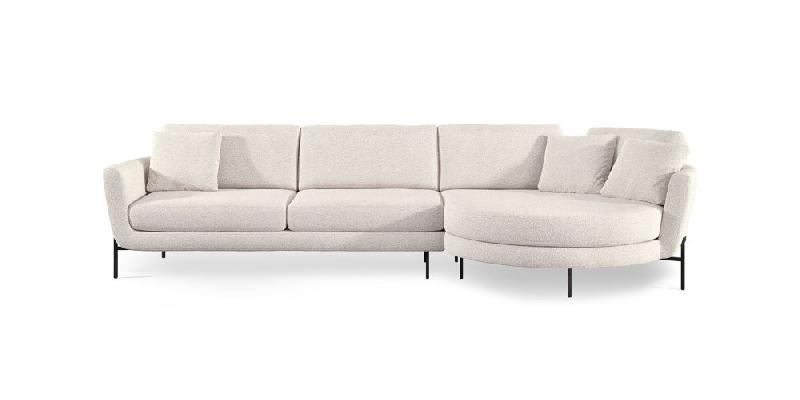 Canapé modulable Hudson OLTA 3 - Blanc cassé beige avec piètement en acier - Structure en bois de pin et mousse haute qualité_1