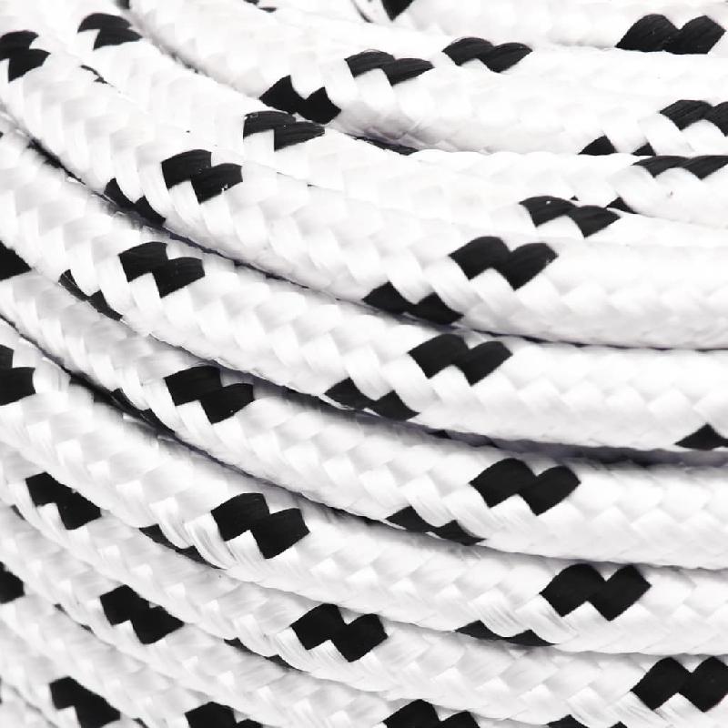 Vidaxl corde de bateau tressé blanc 6 mmx100 m polyester 152763_1