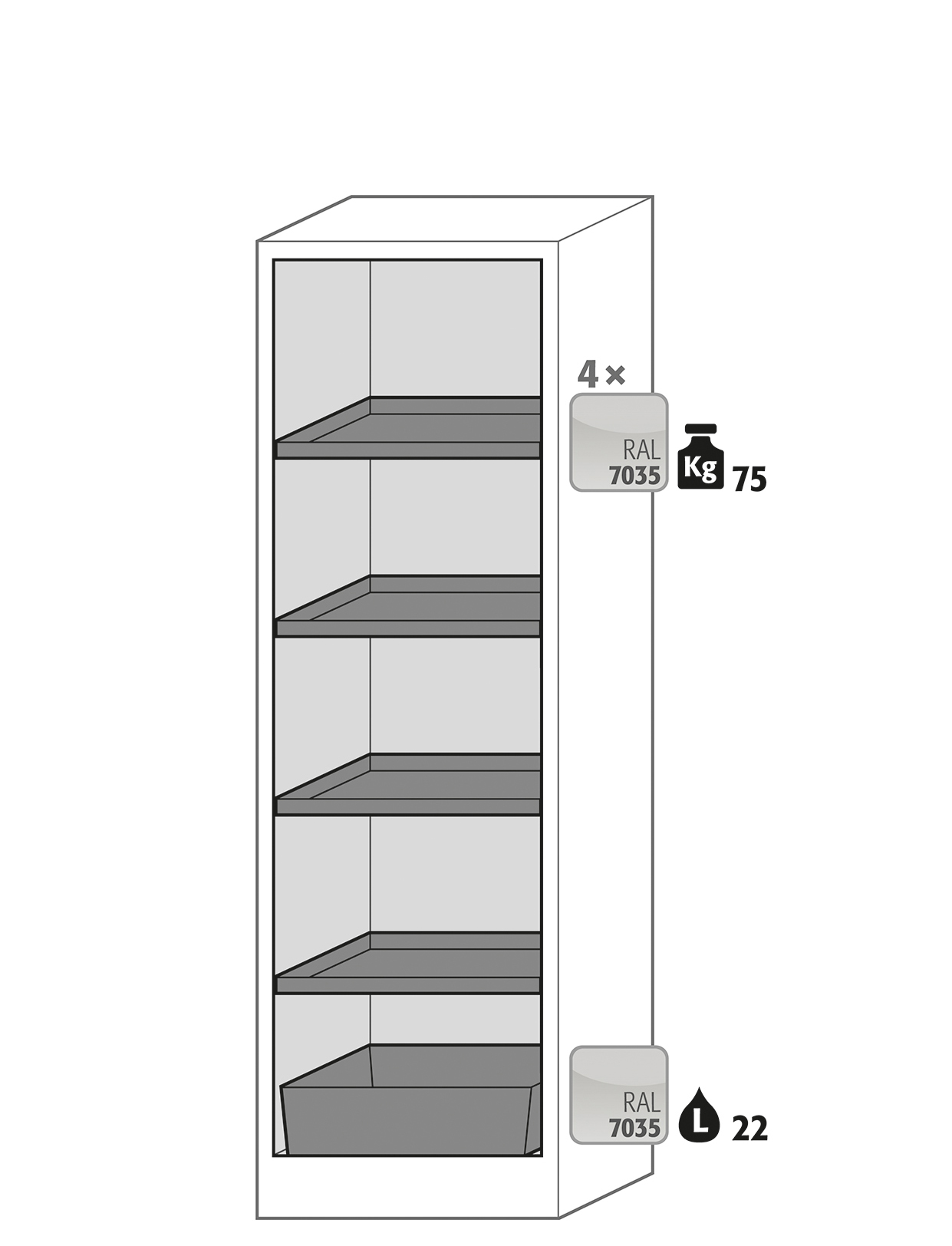 Armoire de sécurité Q-PEGASUS-90 - modèle Q90.195.060.WDACR - Réf 30075-046-34374 - Type 90 avec portes battantes et système TSA_1