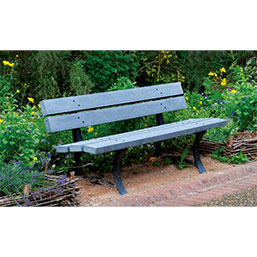 Banc public avec lattes 100 % plastique recyclé - DUSSELDORF - 1800 x 586 x 752 mm - Piétement en fonte_1