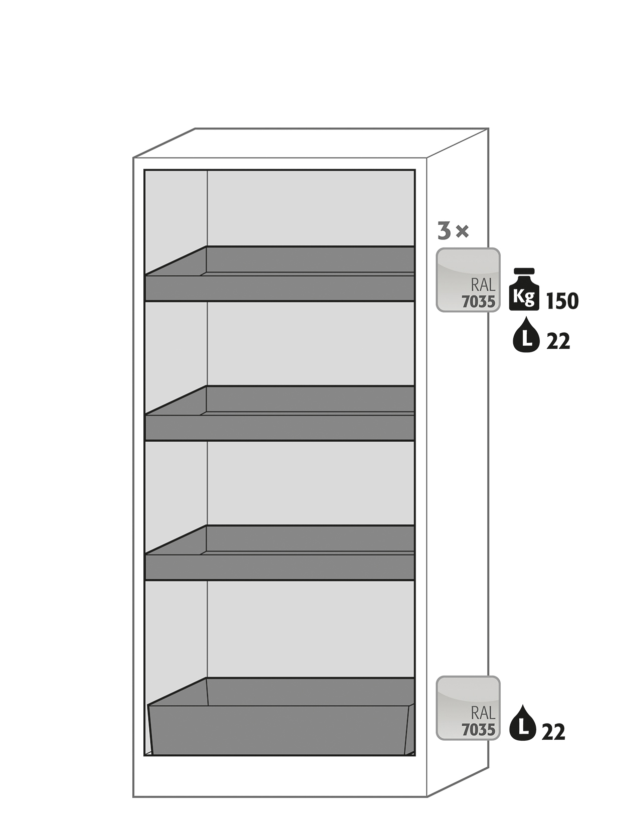 Armoire de sécurité anti-feu Q-PEGASUS-90 - Modèle Q90.195.090.WDAC - Réf 30042-040-30818 - Norme NF EN 14470-1_1