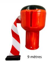 Dérouleur de sangle en polyester rouge et blanc - Longueurs 3m et 9m - Compatible cônes diamètre max 8cm_1