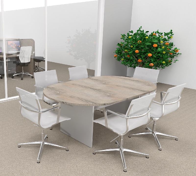 Table de réunion ovale Kate - Mobel Linea - 250, Chêne grisé_1