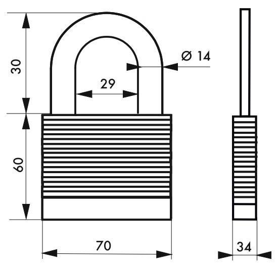 Cadenas à clé Protector 70 mm - acier au molybdène - haute résistance - Federal Lock_1