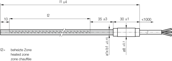 Élément chauffant tubulaire étanche - Hautes températures - Carré H11382/A1xB1xL1_1