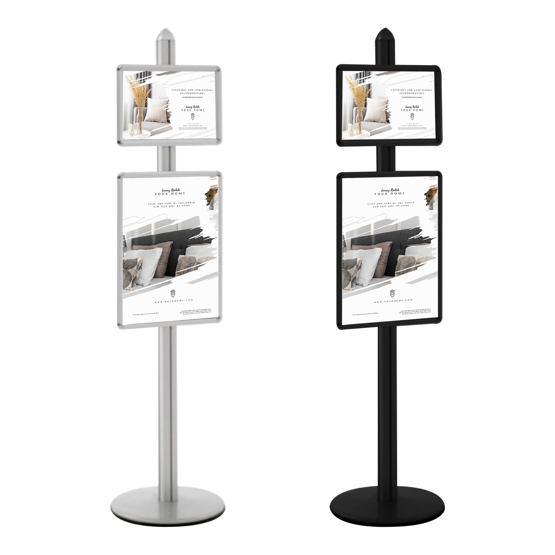 Présentoir Visual-Displays® gris alu - 1 cadre A3 et 1 cadre A2 - Réf : 214604_0