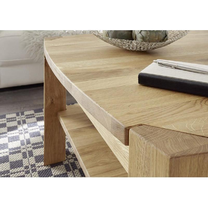 Table basse KALOS - 110 x 70 cm - Chêne massif noueux huilé avec étagère intermédiaire_1
