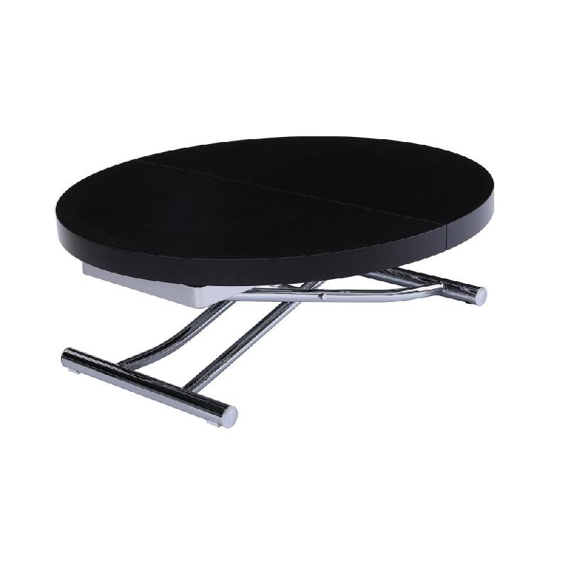 Table basse ronde relevable et extensible SATURNA - Bois noir - Diamètre 105 cm, extensible à 135 cm_1