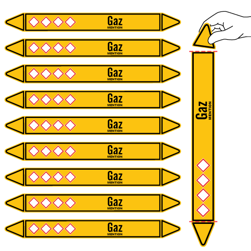 Étiquettes adhésives de Marqueur de tuyauterie Gaz_1