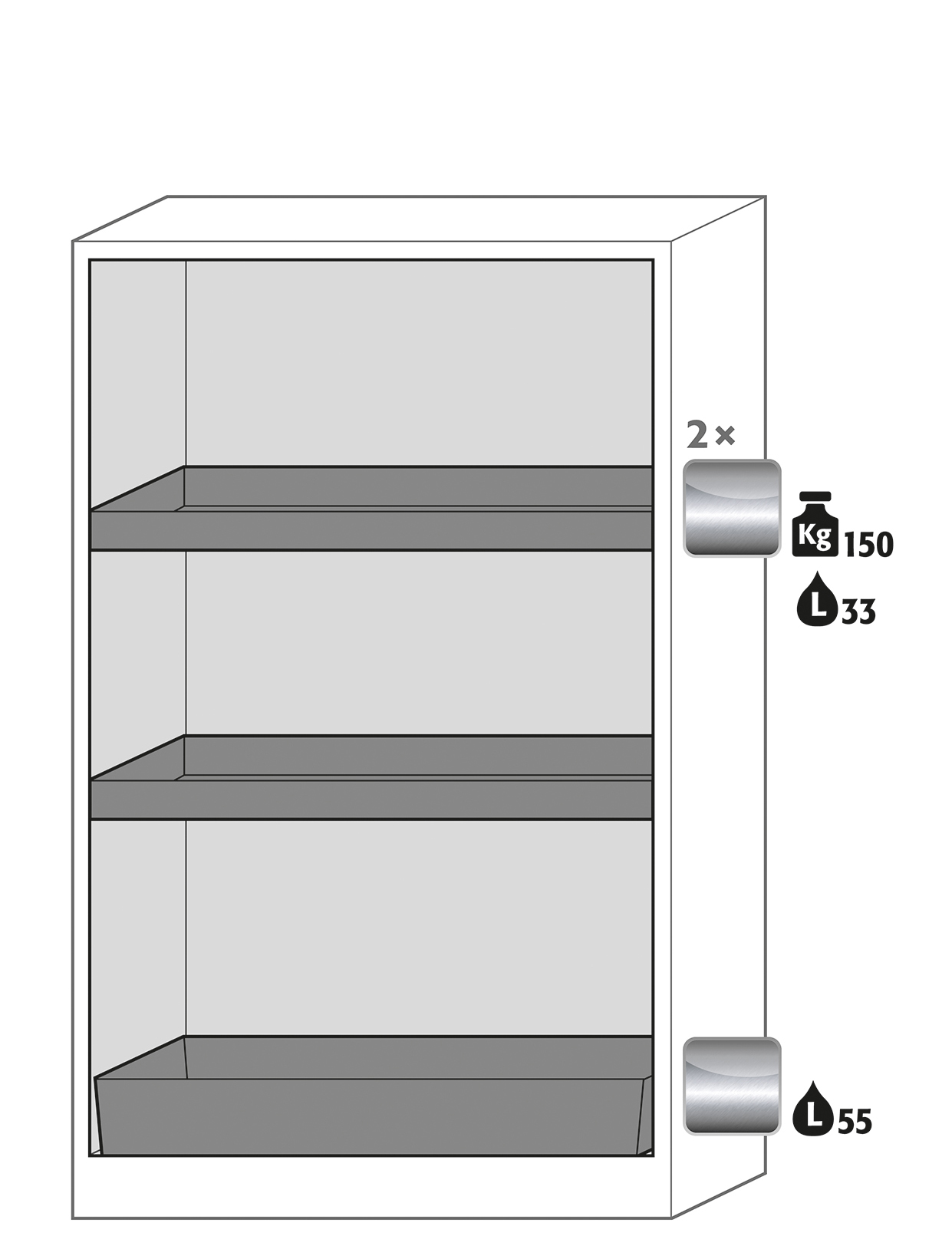 Armoire de sécurité Q-CLASSIC-90 modèle Q90.195.120 - Réf 30001-040-30736 - stockage substances dangereuses inflammables - NF EN 14470-1_1