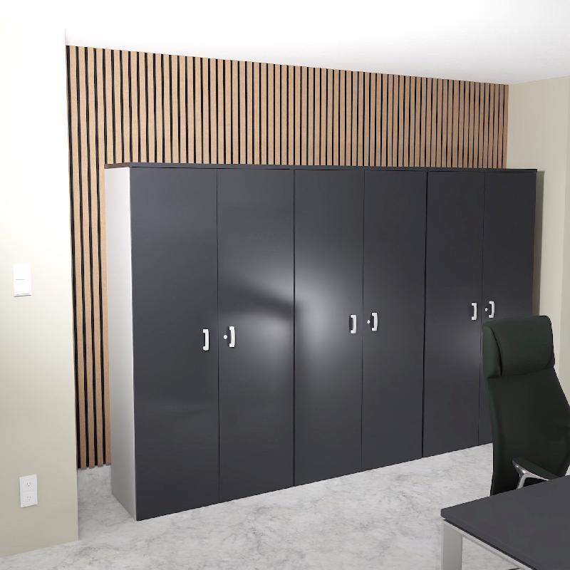 Armoire haute 197 cm avec portes battantes - Mobel Linea - 80, Gris anthracite_1