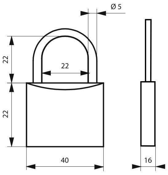 Cadenas à clé 40 mm - Anse inox Ø 5 - Corps laiton monobloc - THIRARD_1