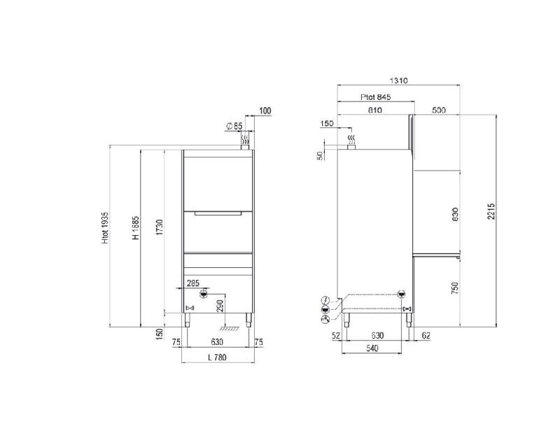 Lave-batterie professionnel hauteur d'insertion 840 mm- ELITECH - Avec pompe de vidange_1