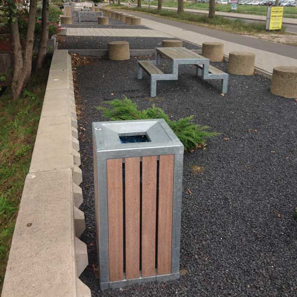 Poubelle FalcoBloc - poubelle publique avec bac intérieur en acier galvanisé Sendzimir et clapet intégré - 120L_1