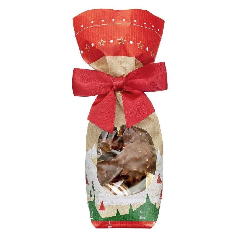 Sachet confiseur kraft sapins 10 x 22 cm avec fenêtre et fond carton - par 100_1