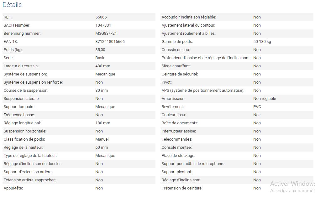 Siège de tracteur - Grammer AG - Compacto Basic W PVC - course de la suspension : 80 mm - 55065_1