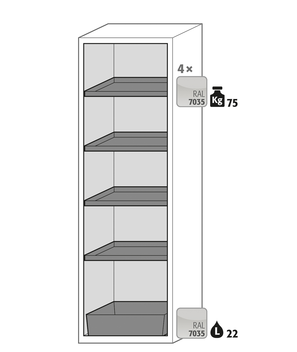 Armoire de sécurité S-CLASSIC-90 modèle S90.196.060.WDAS - Réf 30228-002-33662 - Type 90 avec portes battantes et testée selon NF EN 14470-1_1