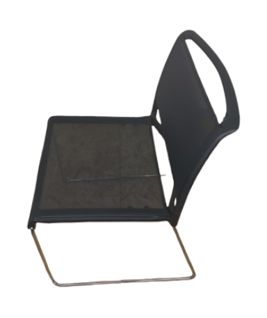Chaise de réunion Wilkhahn Aline 230 - d'occasion - empilable, assise et dossier en résille noire, piètement en aluminium_1