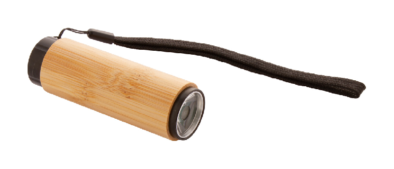 Lampe de poche en bambou - aluminium avec LED COB et dragonne - inclut 3 piles AAA_1