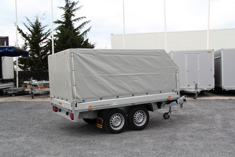 Remorque plateau HUMBAUR HT 353118 - 2 essieux, ridelles alu, roues dessous_1