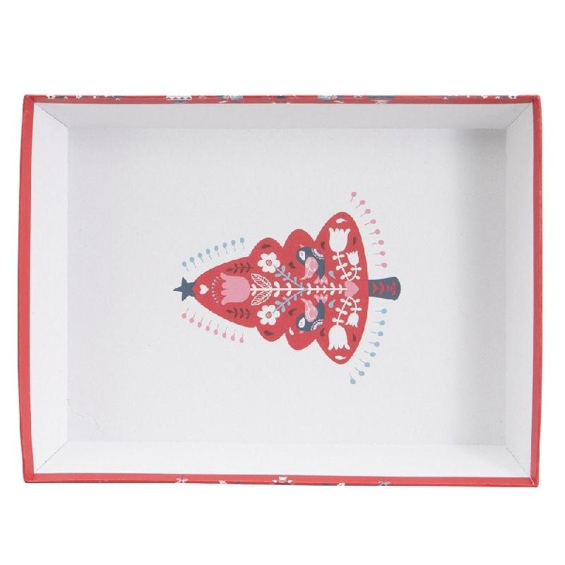 Corbeille carton kraft Scandinave rouge 36x27x7cm_1