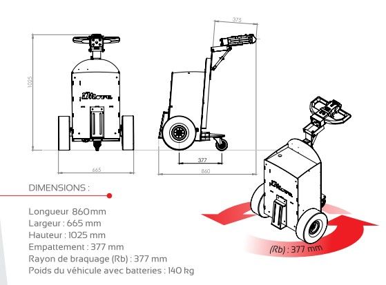 Imove télécommandé - tracteur pousseur - STI Constructeur - capacité maximale 1500 kg - dimensions compactes_1