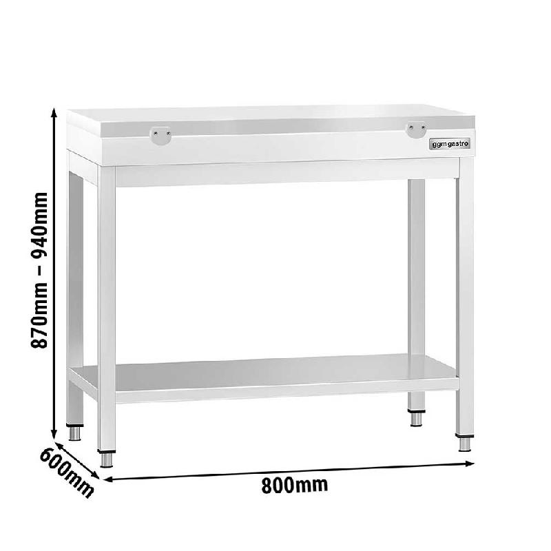 Table inox de découpe avec plan blanc - Profondeur 600 mm | Ggm - 800_1