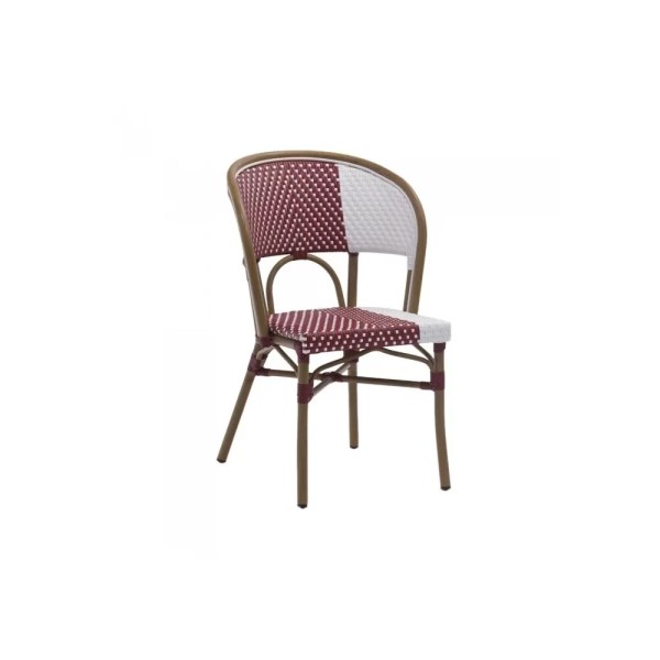 Chaise Bridge en aluminium rotin naturel VINCENNES - Stamp - Empilable par 6 - Tressage wicker bicolore_0