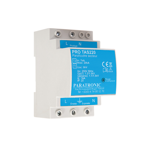 Protections foudre et CEM - Pro TAS220 - 230 V - Type II/III - Imax 20 kA - Boîtier rail DIN_1