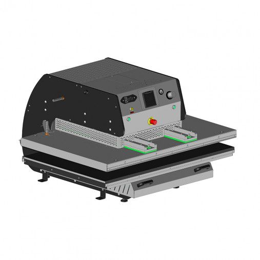 Slide 1285 - Presse à chaud textile pneumatique - SEFA - Plateau 125x85 cm / 49x33