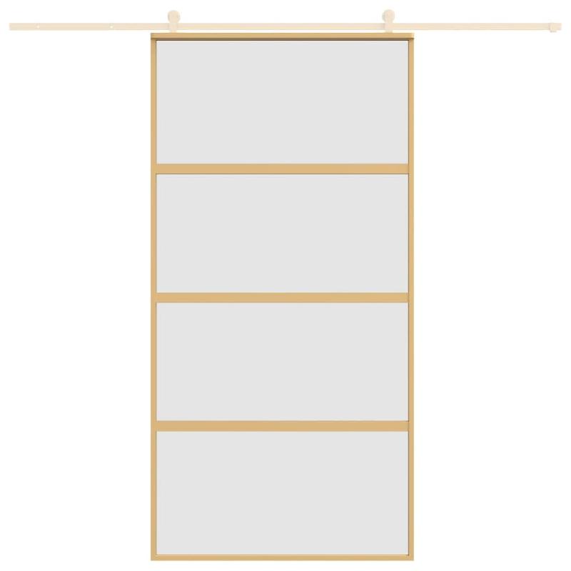 Vidaxl porte coulissante doré 102,5x205 cm verre esg dépoli aluminium 155183_1