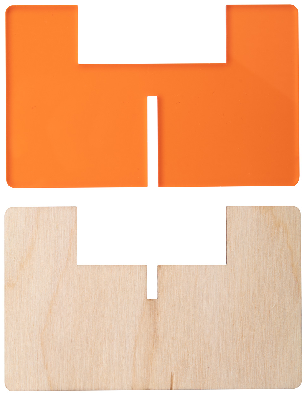 Support pour bougie en contreplaqué de bouleau et acrylique transparent - couleur orange_1