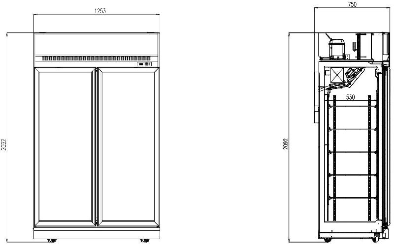 Congélateur 2 portes en verre ins-1000f l1253 négative 7455.2420 COMBISTEEL_1